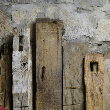 Get solid, stylishly weathered beams for your own French country design.